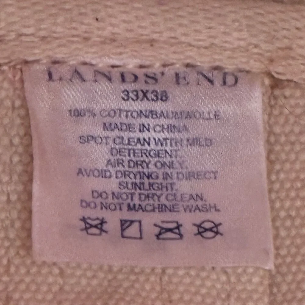 Lands End Open Top Canvas Tote Bag M Shoulder Red Natural Cotton Preppy Sturdy - Picture 14 of 16